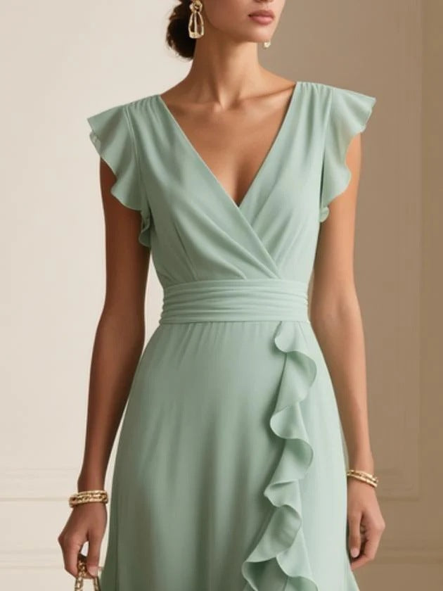 Emilia Whitmore | Robe longue élégante à volants pour femme