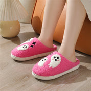 Ghostly Grin | Ghost Halloween Slippers For Women