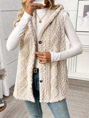 Georgina Wright | Hooded Faux Fur Sleeveless Vest Cardigan