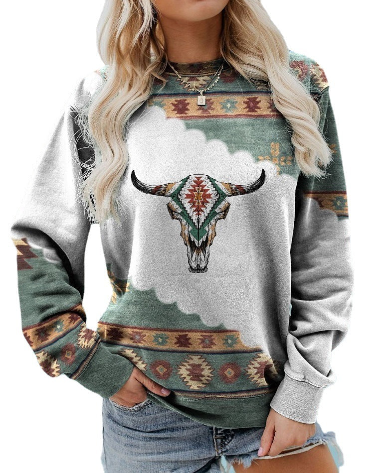 Millicent Wright | Aztec Print Crew Neck Sweatshirt