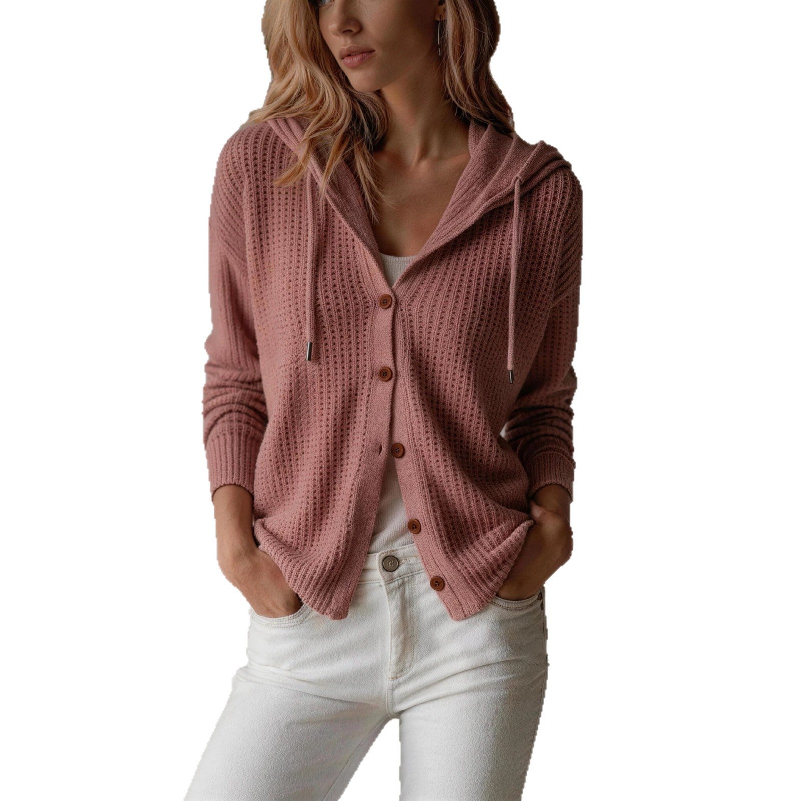 Winifred Ashworth | Hooded Knit Cardigan with Button Front