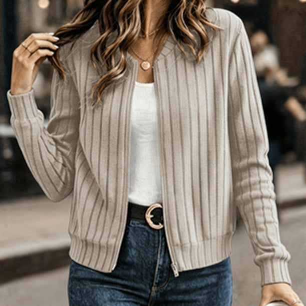 Rowena Ashford | Ribbed Zip-Up Longline Cardigan