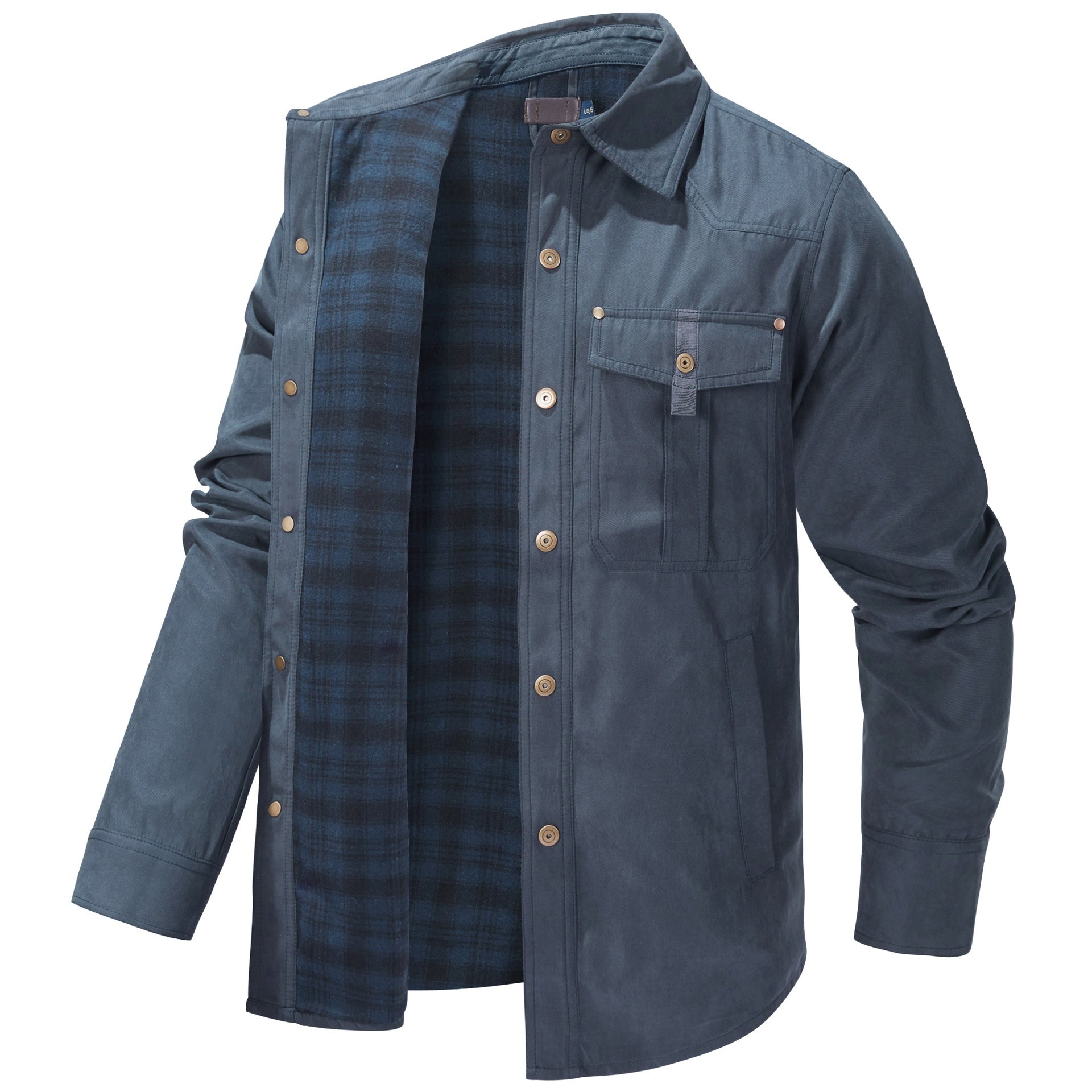 George Fletcher | Veste-chemise à carreaux noirs doublée en flanelle