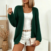 Lydia Robinson | Purple Ribbed Knit Open-Front Cardigan