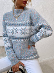 Bridget Faulkner | Cozy Snowflake Mock-Neck Sweater