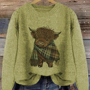 Rosamund Hartley | Pull en grosse maille à imprimé vache des Highlands