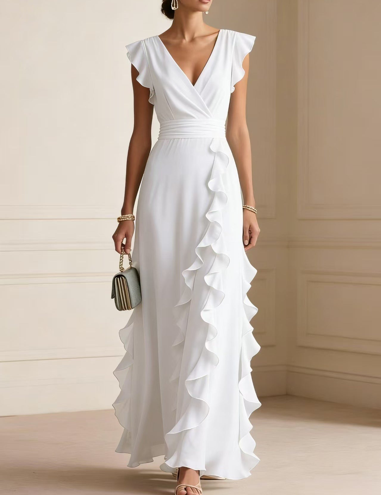 Emilia Whitmore | Elegant Ruffle Maxi Dress For Women