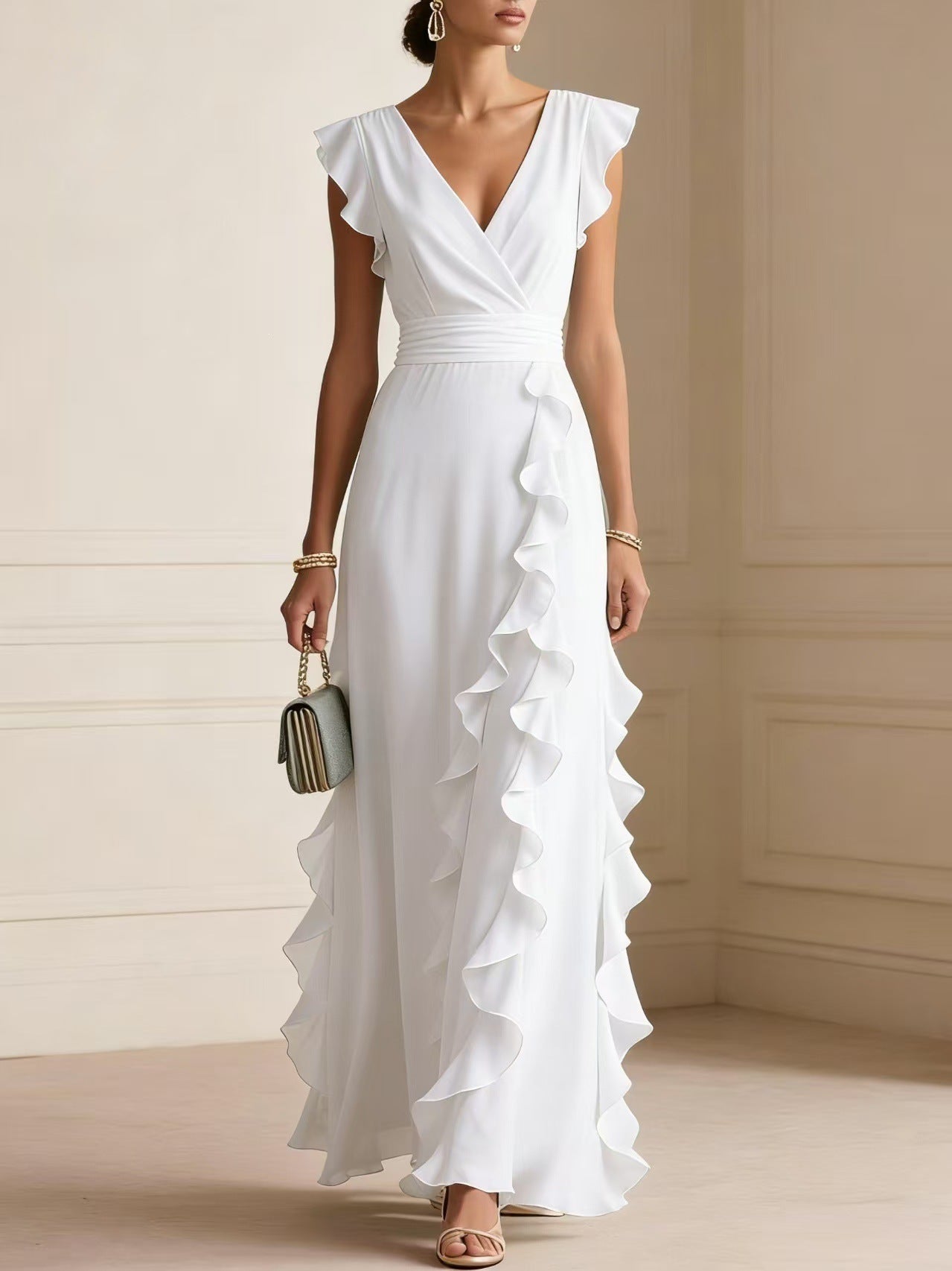 Emilia Whitmore | Robe longue élégante à volants pour femme