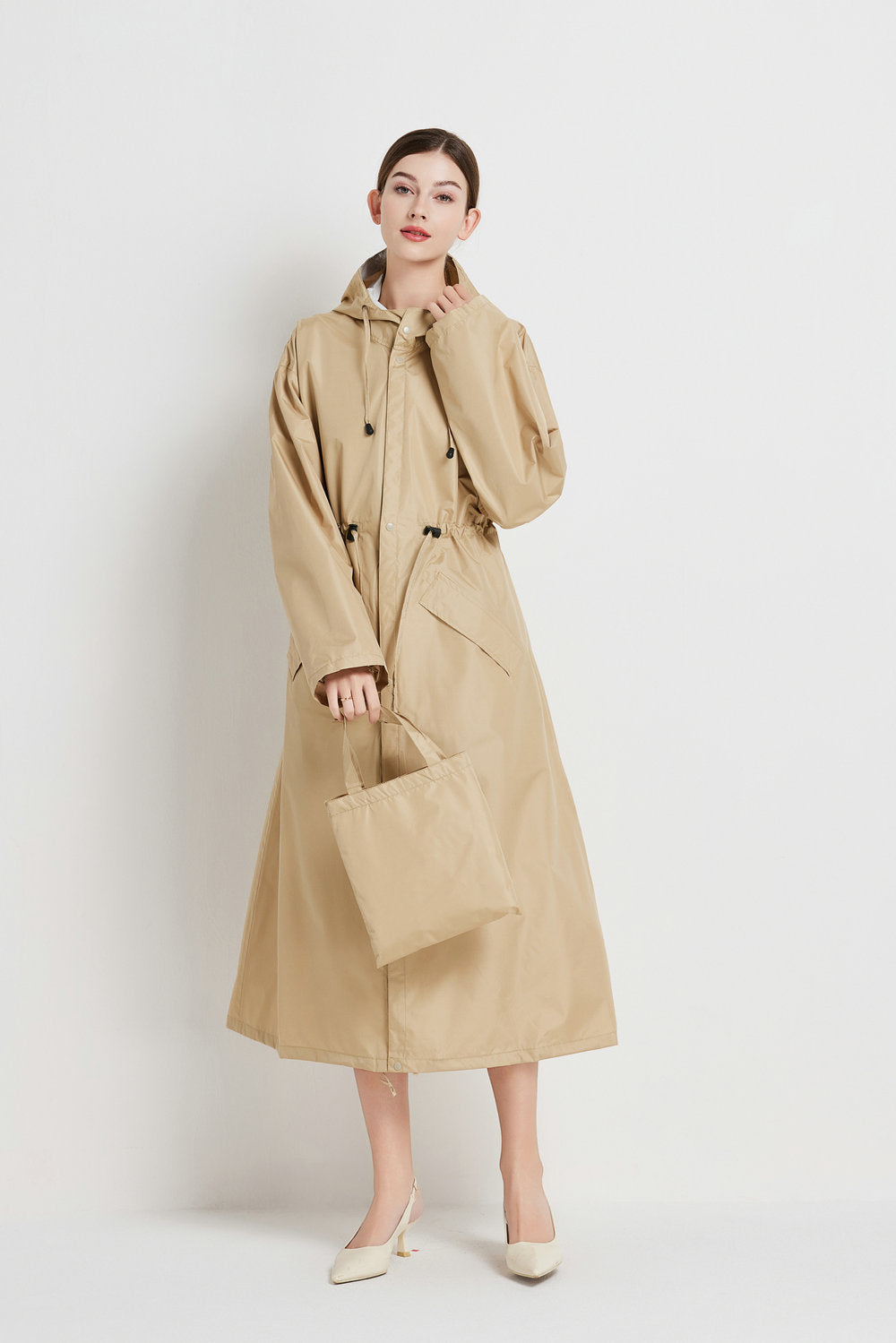 Daisy Williams | Imperméable long à capuche jaune soleil
