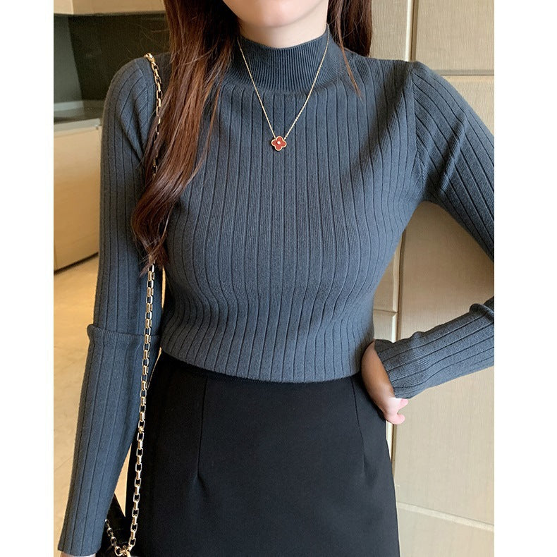 Eleanor Scott | Ribbed Mock Neck Knit Sweater