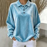 Victoria Cooper | Pink Velvet Long-Sleeve Polo Shirt