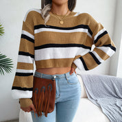 Isobel Brown | Colourblock Striped Crop Sweater