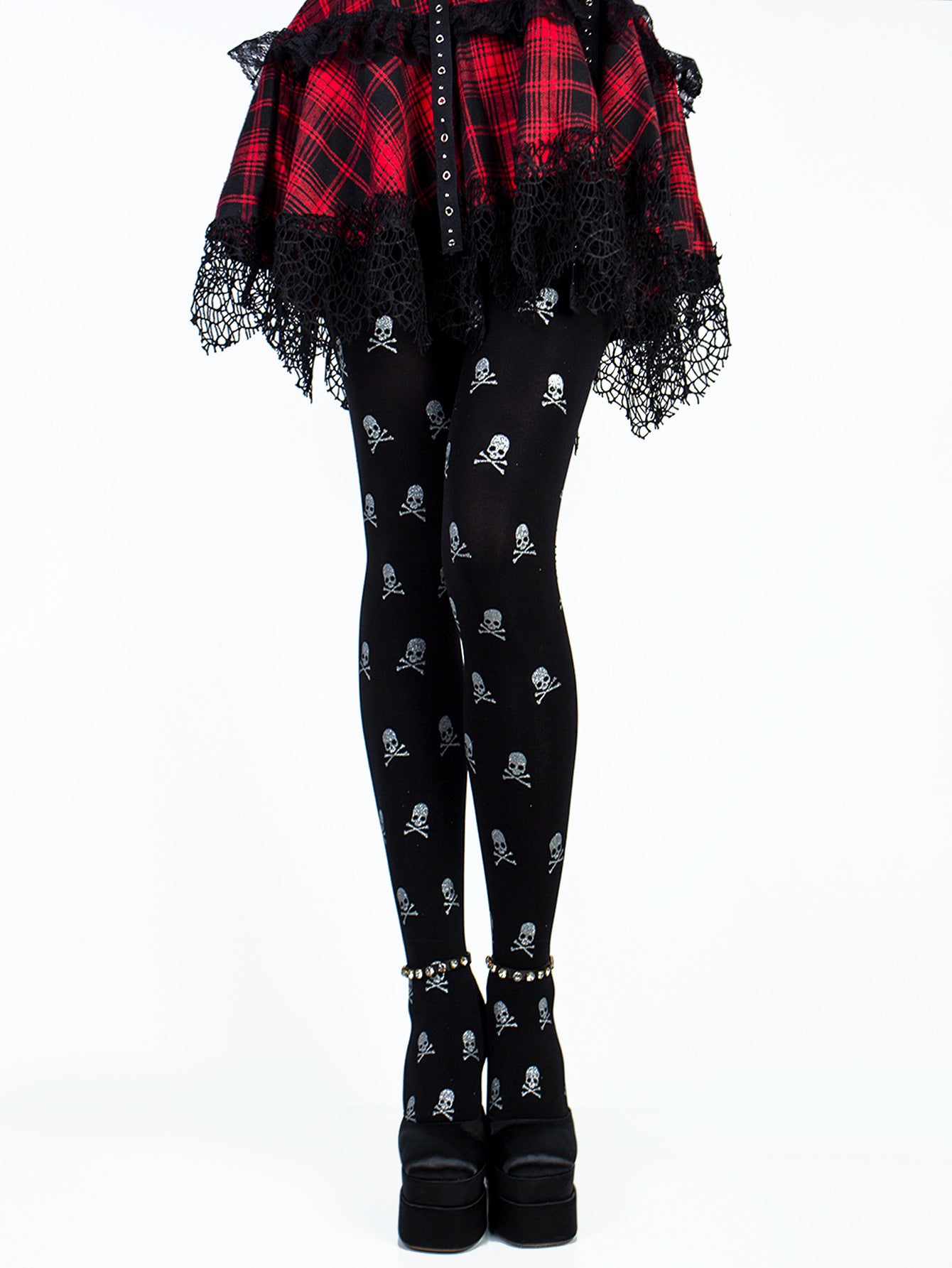 Skeleton Shimmer | Skull Halloween Tights For Women
