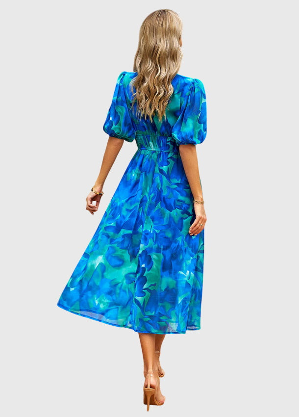 Camilla Rowntree | Robe midi fleurie à manches bouffantes