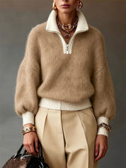 Sophia Pemberton | Lilac Quarter-Zip Knit Jumper