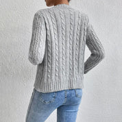Clementine Ashford | Grey Cable Knit Button-Front Cardigan