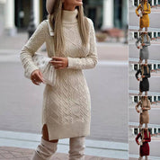 Diana Roberts | Cable Knit Turtleneck Sweater Dress