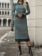 Robe longue en maille rayée Tabitha Green à manches longues