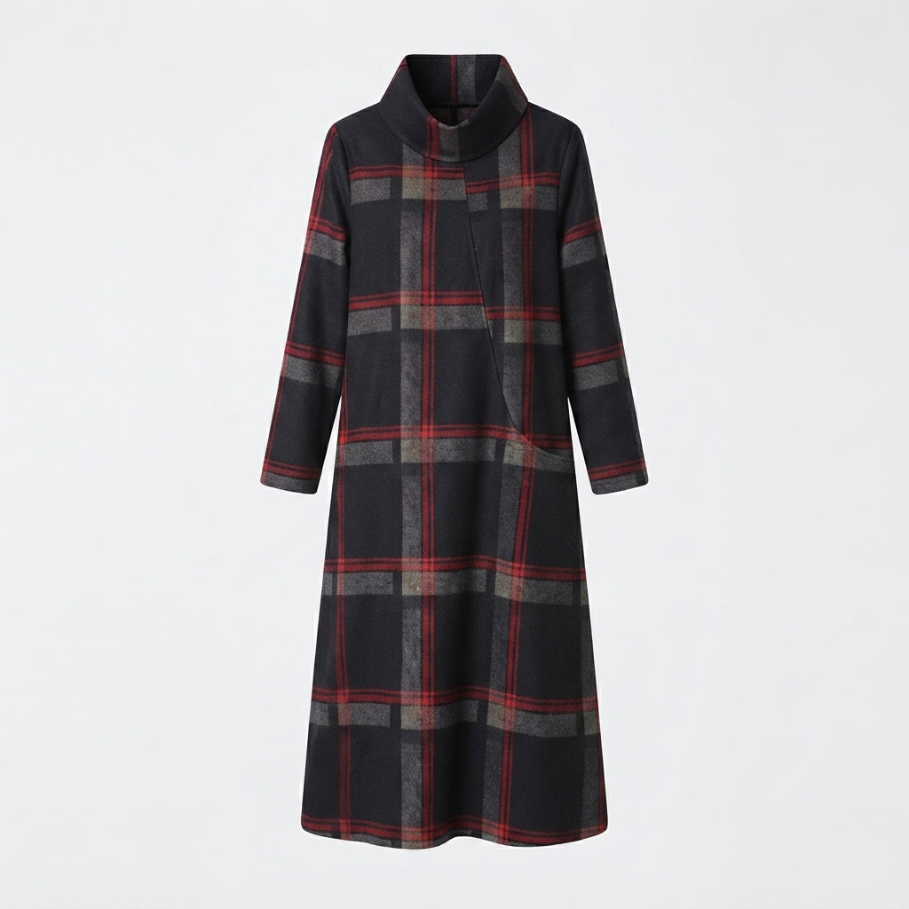 Alice Taylor | Plaid Wool Maxi Dress With Turtleneck