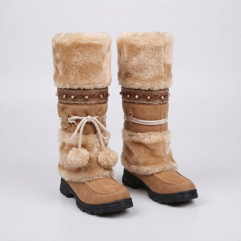 Amelia Jones | Bottes de neige en daim bordées de fourrure