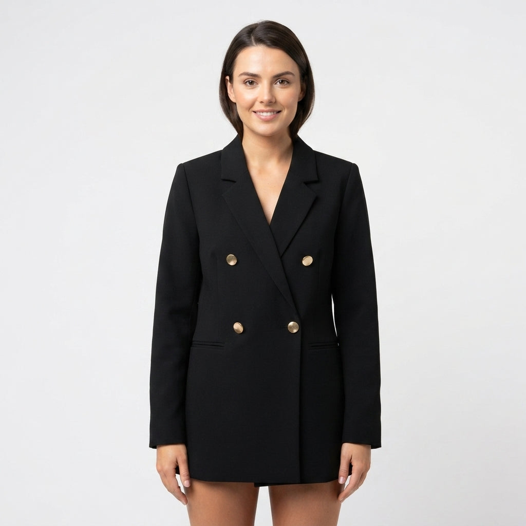 Amelia Scott | Green Double-Breasted Blazer with Gold Buttons