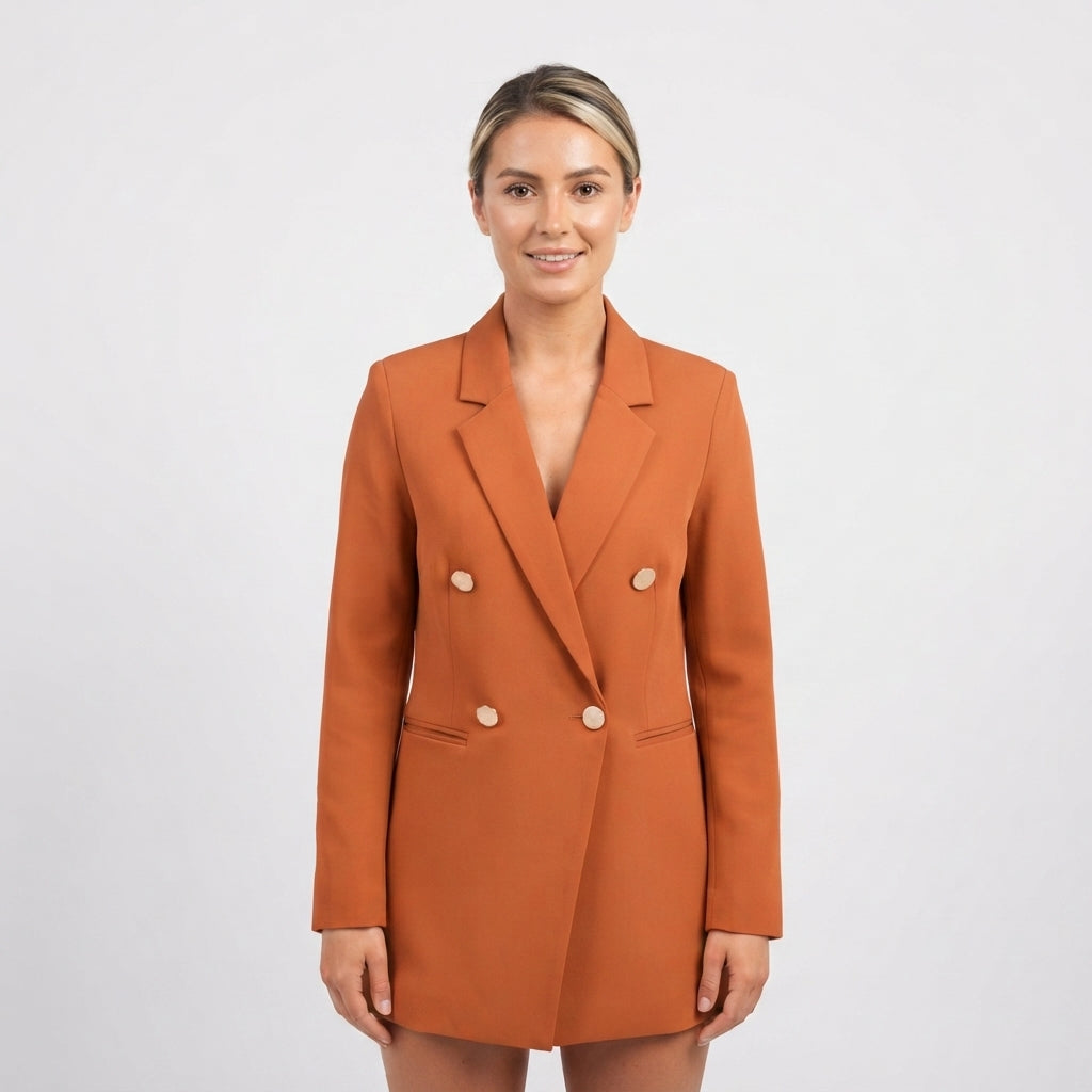 Amelia Scott | Green Double-Breasted Blazer with Gold Buttons