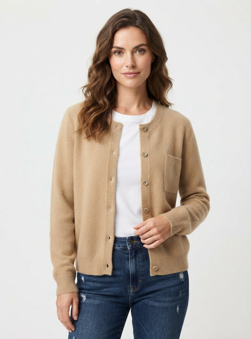 Annabel Ashcombe | Rose Pink Knitted Button-Front Cardigan
