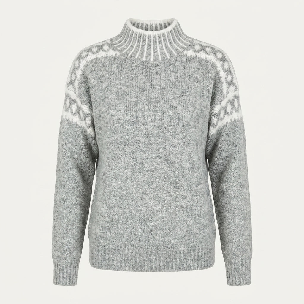 Aoife Evans | Cozy Patterned Turtleneck Sweater