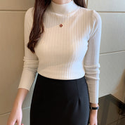 Eleanor Scott | Ribbed Mock Neck Knit Sweater