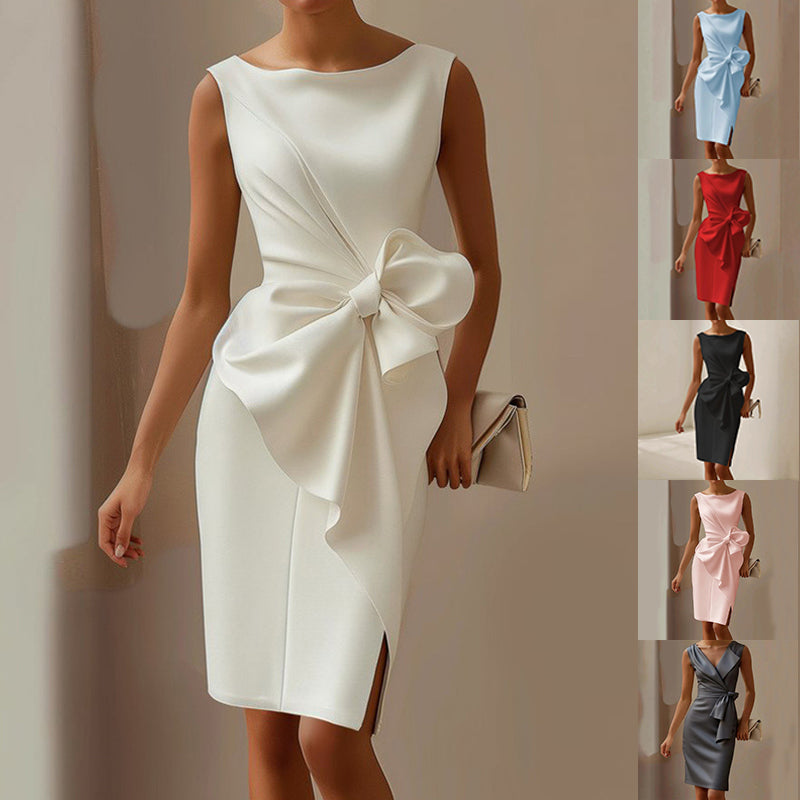 Isabella Whitmore | Elegant Bow Midi Dress For Women