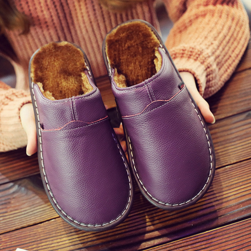 Lydia Baker | Chaussons en cuir doublés de fourrure avec semelle imperméable