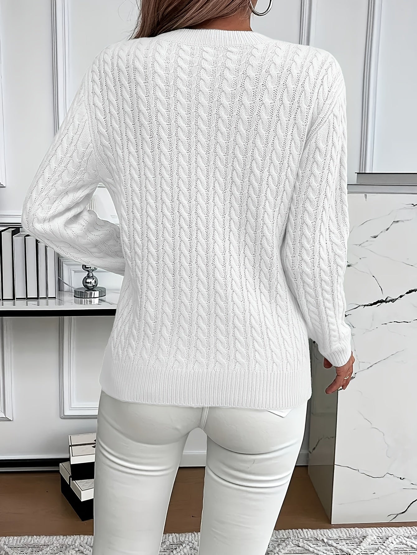 Louisa Bramley | Cable-Knit Round Neck Sweater