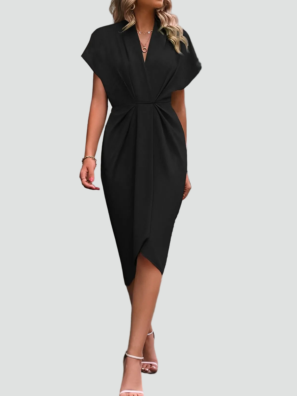 Camille Laurent | Elegant Wrap Midi Dress For Women