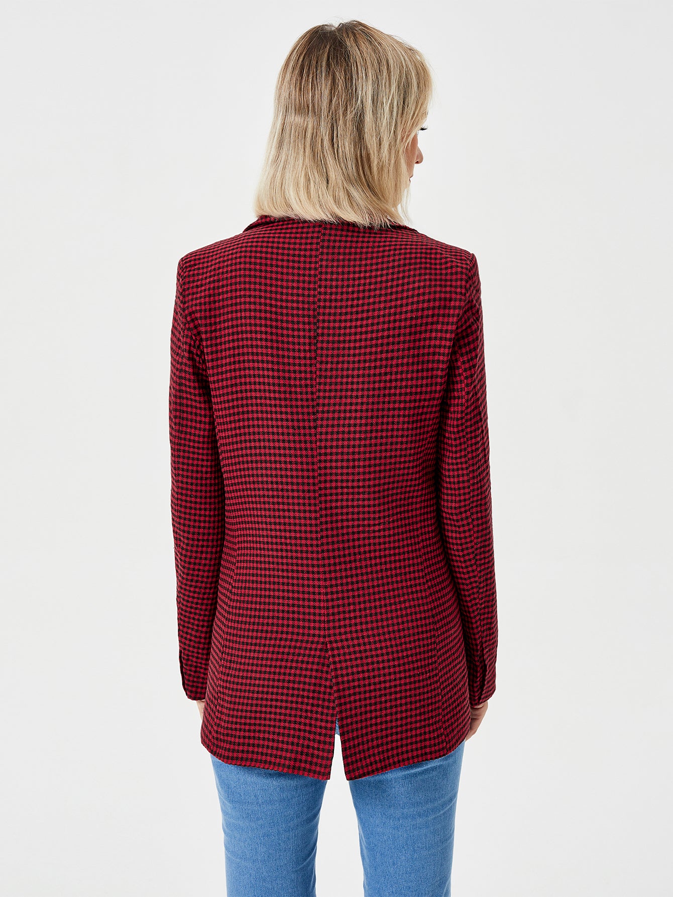 Charlotte Bennett | Houndstooth Work Jacket With Double-Breasted Lapel