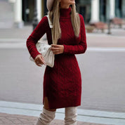 Diana Roberts | Cable Knit Turtleneck Sweater Dress