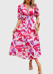 Camilla Rowntree | Robe midi fleurie à manches bouffantes