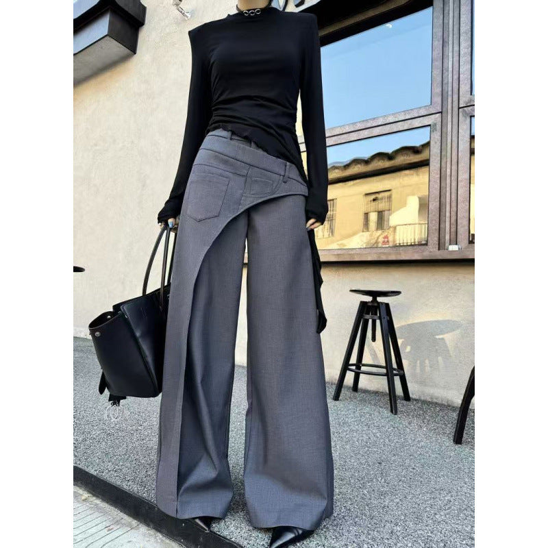 Penelope Hill | Pantalon large à jambes larges et empiècement asymétrique