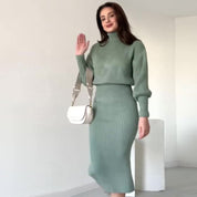 Ensemble coordonné à col roulé en maille côtelée Arabella Hill