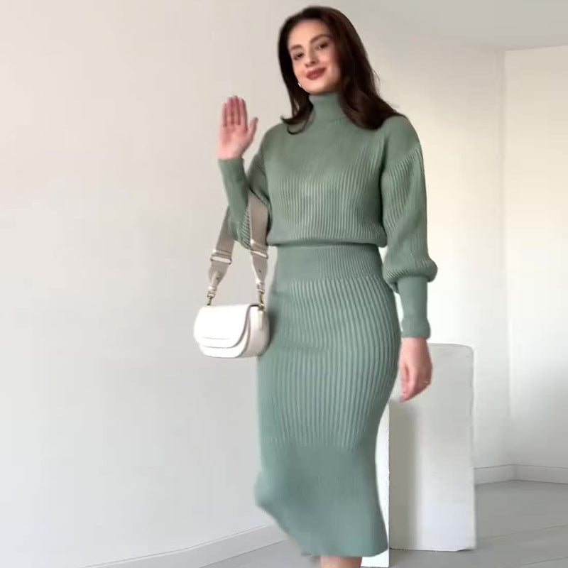Ensemble coordonné à col roulé en maille côtelée Arabella Hill