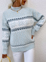 Bridget Faulkner | Cozy Snowflake Mock-Neck Sweater