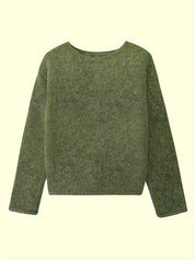 Cecily Hall | Relaxed Crew Neck Sweater in Olive Green