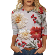 Rosie Evans | 3D Floral Print Round Neck T-Shirt