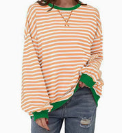 Millicent Turner | Striped Oversized Round Neck Sweatshirt