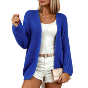 Lydia Robinson | Purple Ribbed Knit Open-Front Cardigan