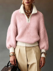 Sophia Pemberton | Lilac Quarter-Zip Knit Jumper