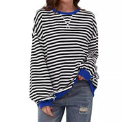 Millicent Turner | Striped Oversized Round Neck Sweatshirt