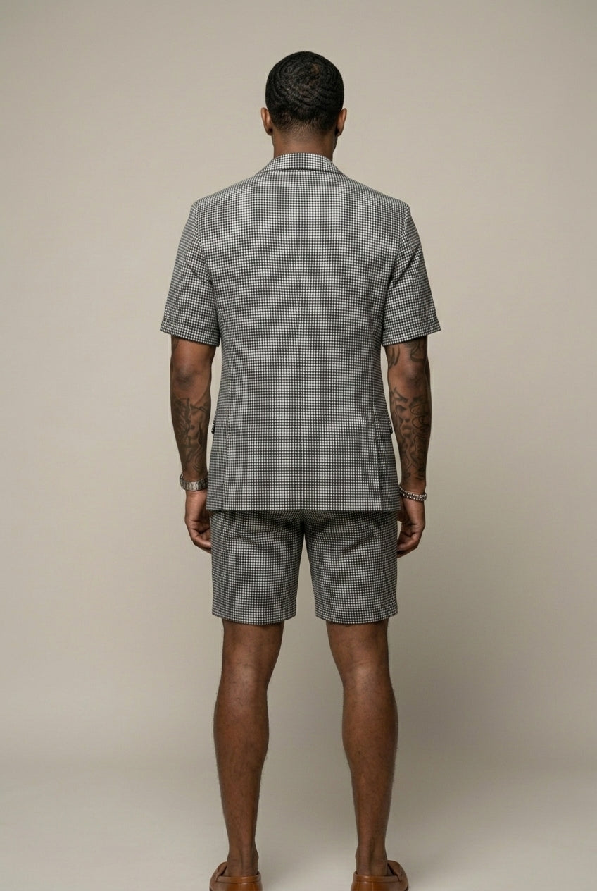 Nathaniel Cooper | Ensemble coordonné blazer à manches courtes et short à motif pied-de-poule