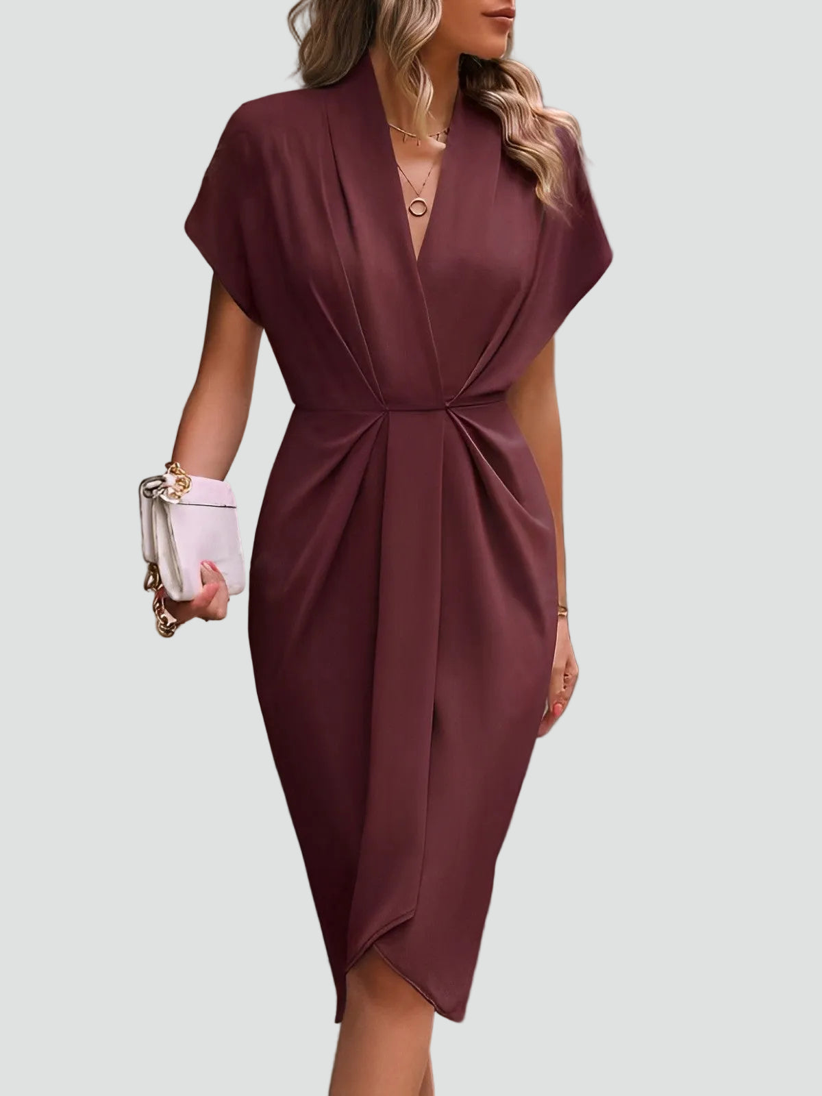 Camille Laurent | Elegant Wrap Midi Dress For Women