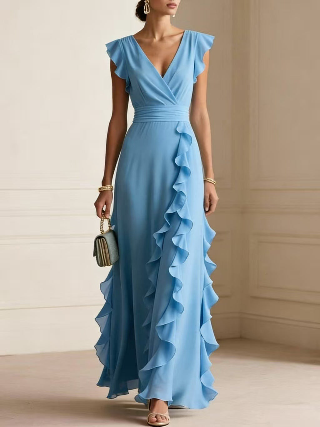 Emilia Whitmore | Robe longue élégante à volants pour femme