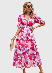 Camilla Rowntree | Robe midi fleurie à manches bouffantes